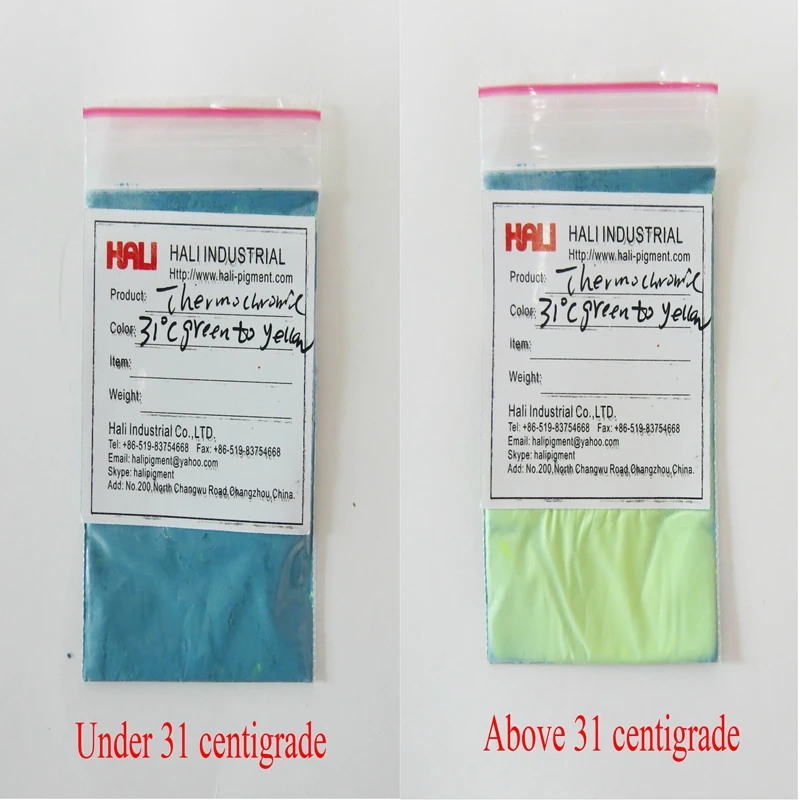 Sell color to color thermochromic pigment hot sensitive pigment 31C green to yellow 1 lot=10gram