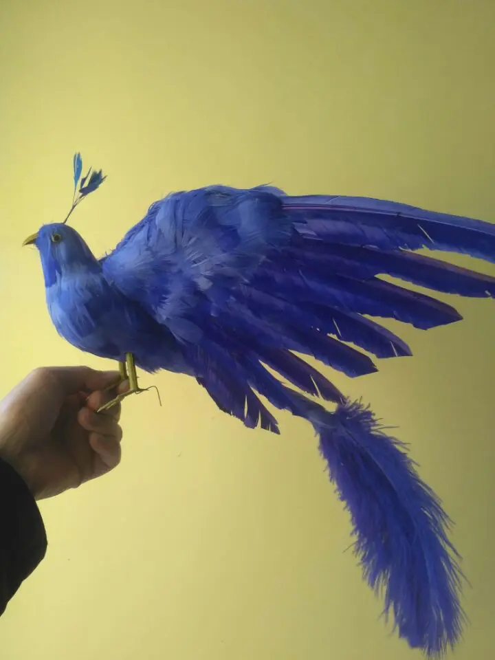 

new simulation blue Phoenix toy foam&furs wings bird gift about 45x50cm 2826