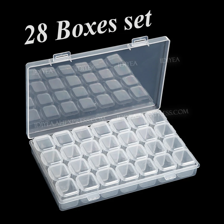 28 slots boxes set organizer storage containers case for DIY Nail art rhinestone Jewelry beads manicure accessory display tools