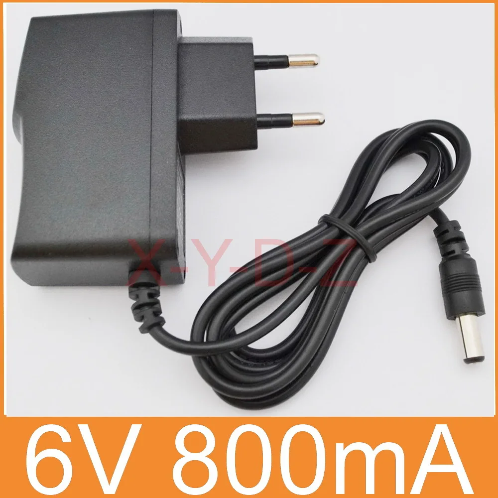 1PCS 6V800mA New AC 100V-240V Converter Adapter DC 6V 0.8A 800mA Power Supply EU Plug DC 5.5mm x 2.1mm Free post shipping