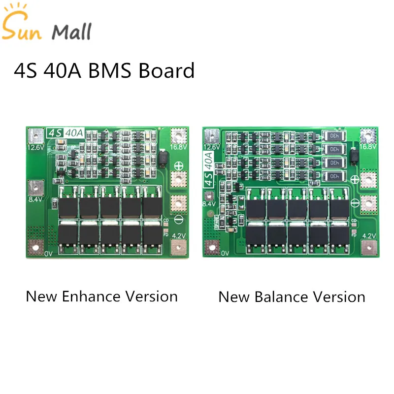 

4S 40A Li-ion Lithium Battery Protection Board 18650 Charger PCB BMS For Drill Motor 14.8V 16.8V Enhance/Balance