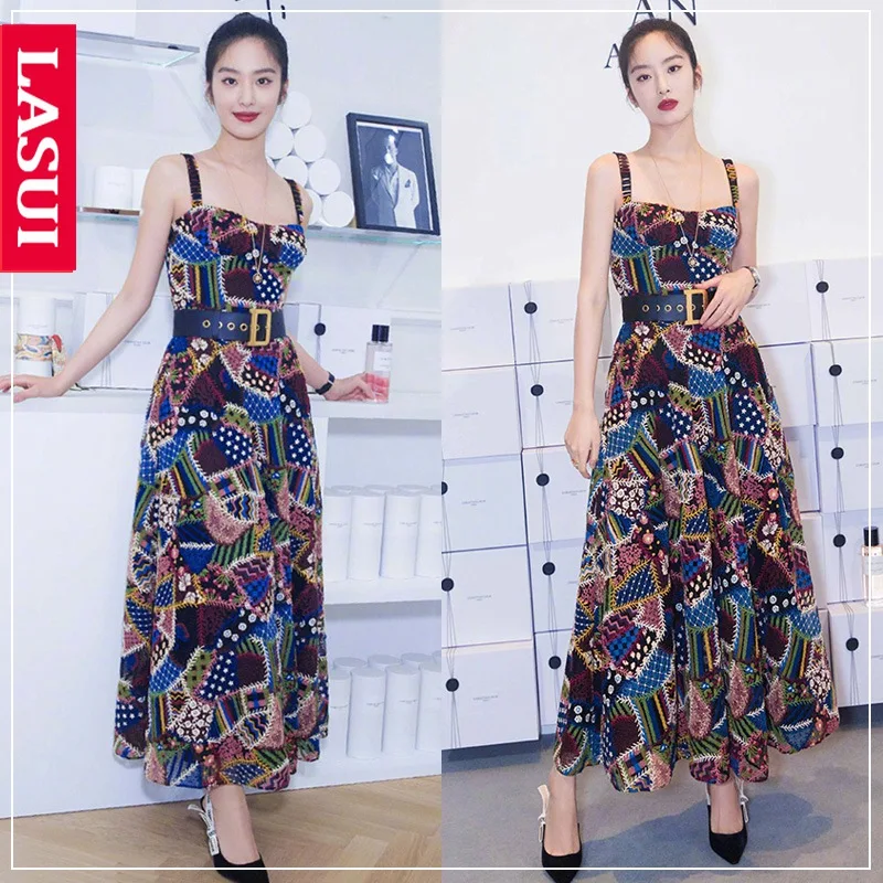 LASUI  High grade NEW Multicolor flower mesh embroidery lace fabric DIY accessories Evening dress fashion clothing fabric X0411