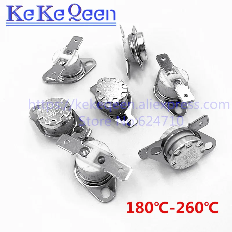 10PCS KSD301 250V 10A 200 205 210 215 220 225 230 235 240 245 250 255 260Celsius Degree Thermostat Temperature  Control Switch