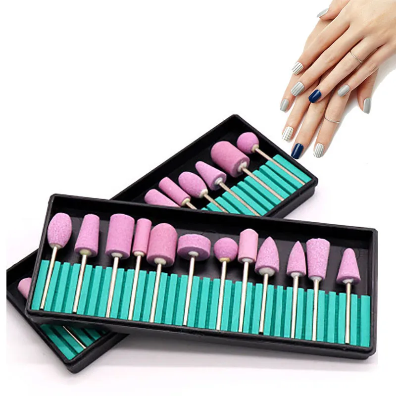 12pcs Quartz Scrub Stone Nail Art Drill Bit Set Bit Replacement 3/32 Grinding Sanding Head Bits Manicure Tools Pedicure Kit