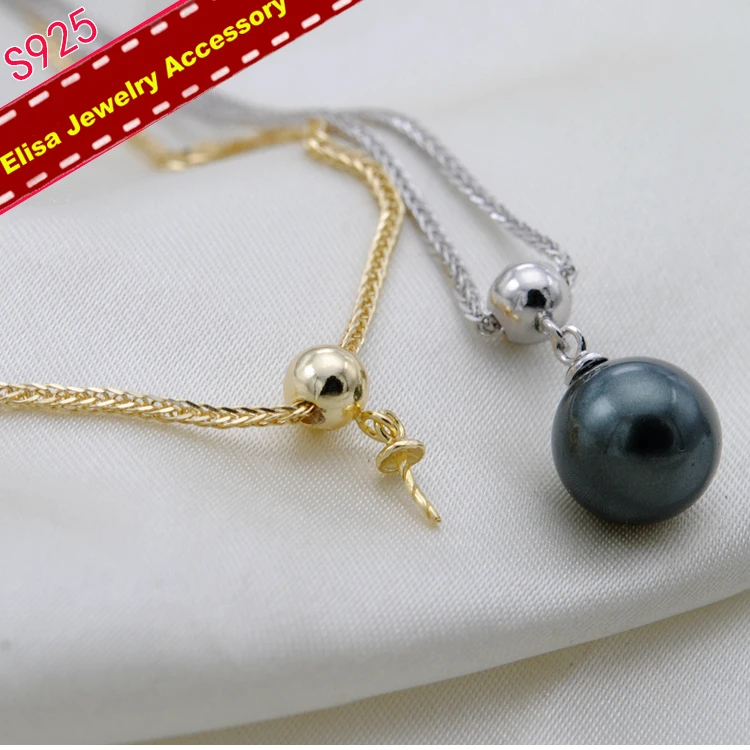 Classic S925 Sterling Silver Chain Accessory Women DIY Pearl Necklace Findings Silver&Gold Color 3Pieces/Lot