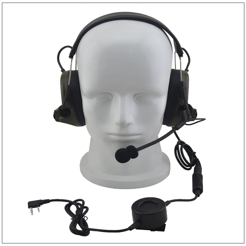 

anti- Noise tactical HEADSET Duty Noise Reduction Headset w/ big Switch PTT & 2-pin K plug for Kenwood Baofeng Airsoft Hunting