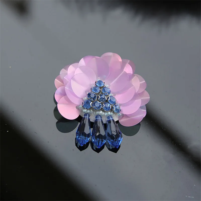 1 PCS Big Sequin Patches Beaded Cloth Flowers DIY Clothing Accessories Sweater Decorated 3D Flower Patch