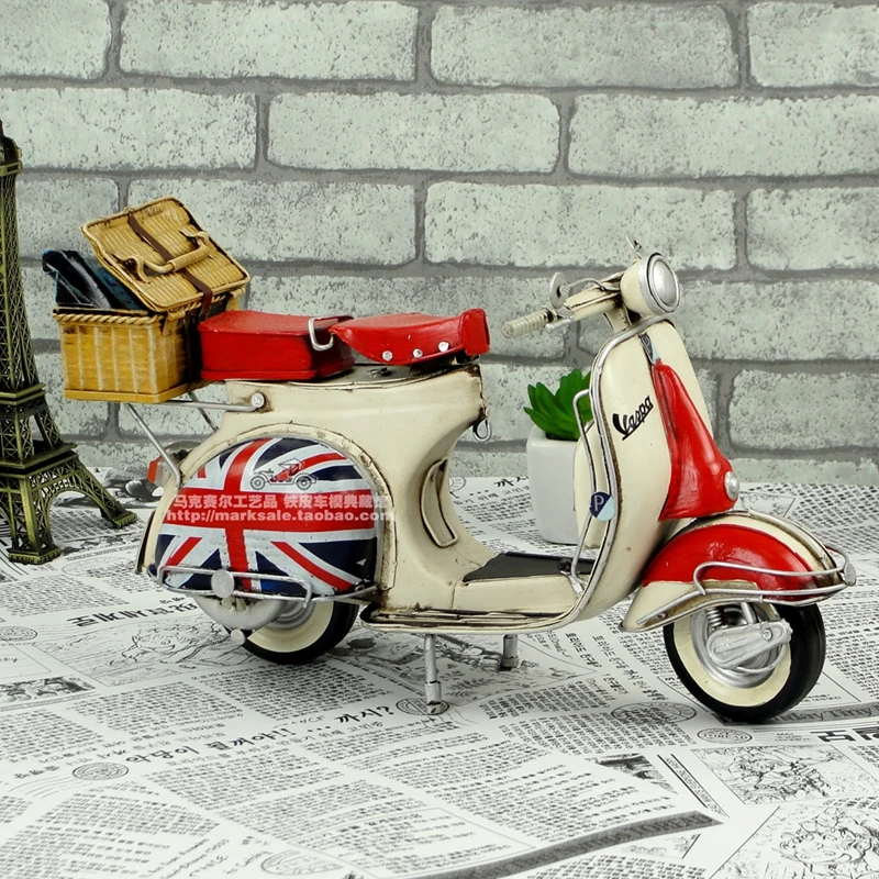 Retro Italy Style Handmade Metal Motorcycle Model Manual Home Decoration Art and Crafts For Coffee Shop Birthday scooter