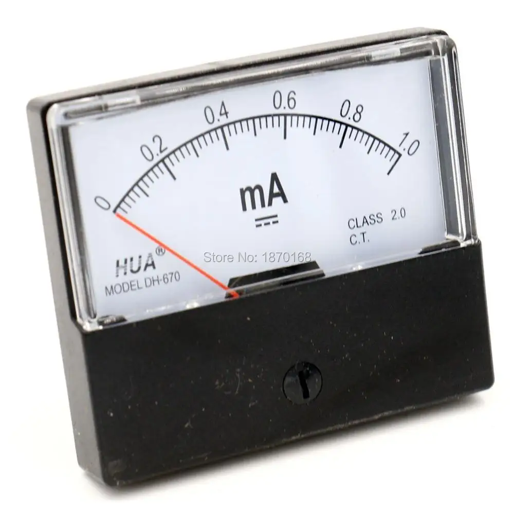 DH-670 DC 0-1 mA Rectangular Ampere Needle Panel Meter Gauge Amperemeter Class 2.0 DH670