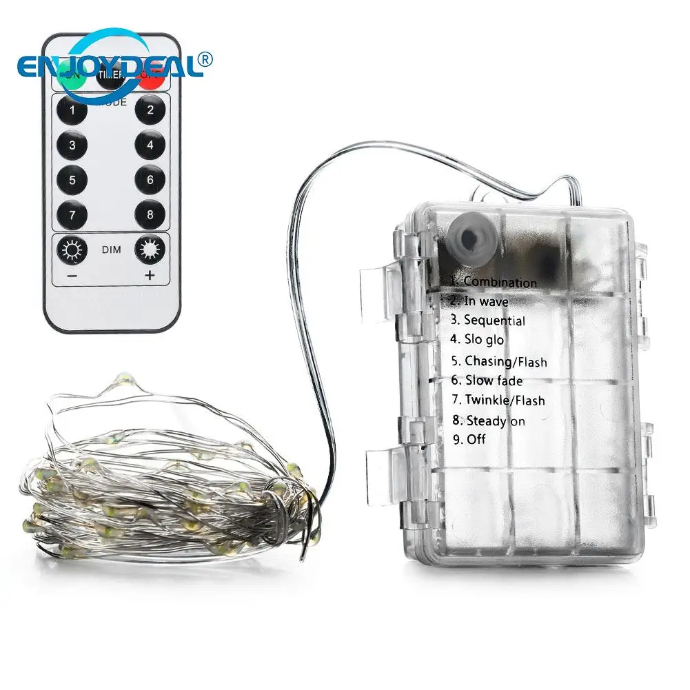 8โหมดรีโมทคอนโทรล5M/10M RGB LED กลางแจ้งคริสต์มาส Fairy ไฟตกแต่งงานแต่งงานทองแดงสายไฟ LED ไฟ Starry