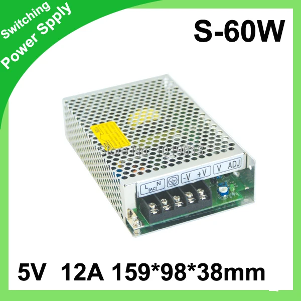 5V 12A 60W Switch Power Supply Driver For LED Strip Light Display 100V-120V/ 200V-220V