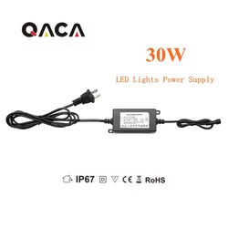 30W Switching Adapter Transform Black AC 90-260V into DC 12V with Waterproof Connectors Interior/Exterior LED Lights Driver IP67