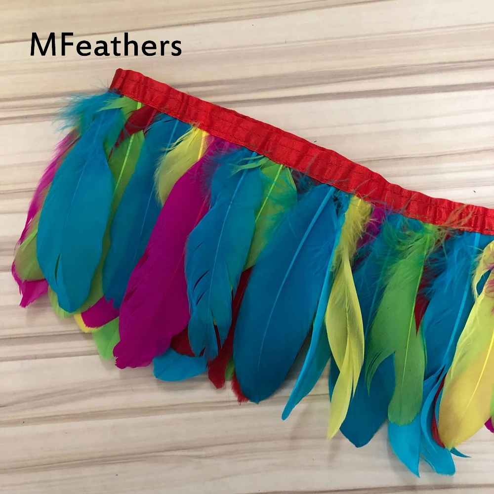 

10 yards Colorful Goose Feathers Trim Fringe 15-20CM 6-8" Dress Skirt Decoration Geese Plume Ribbon Sewing Crafts Bulk Wholesale