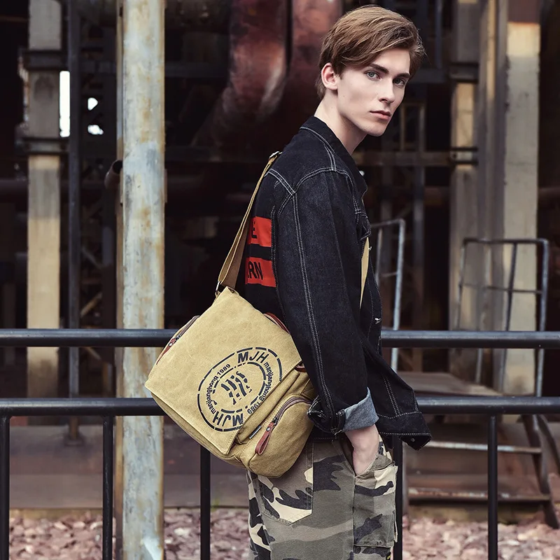 MANJIANGHONG-Bolso de mensajero Vintage para hombre, bandolera de lona, informal, con estampado