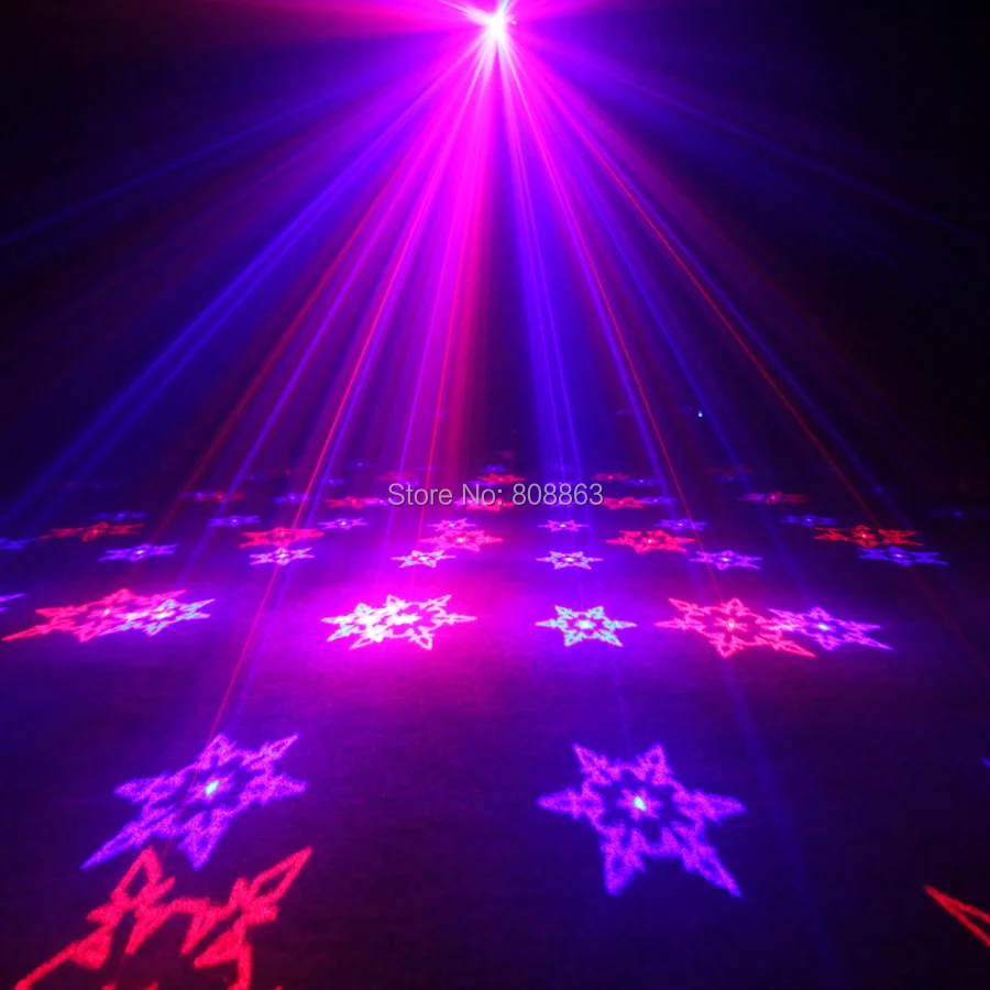 ESHINY Mini Rot Blau Laser 6 Schneeflocke Muster Projektor Dance Disco Bar Familie Party Weihnachten DJ umgebung beleuchtung Licht T167D3