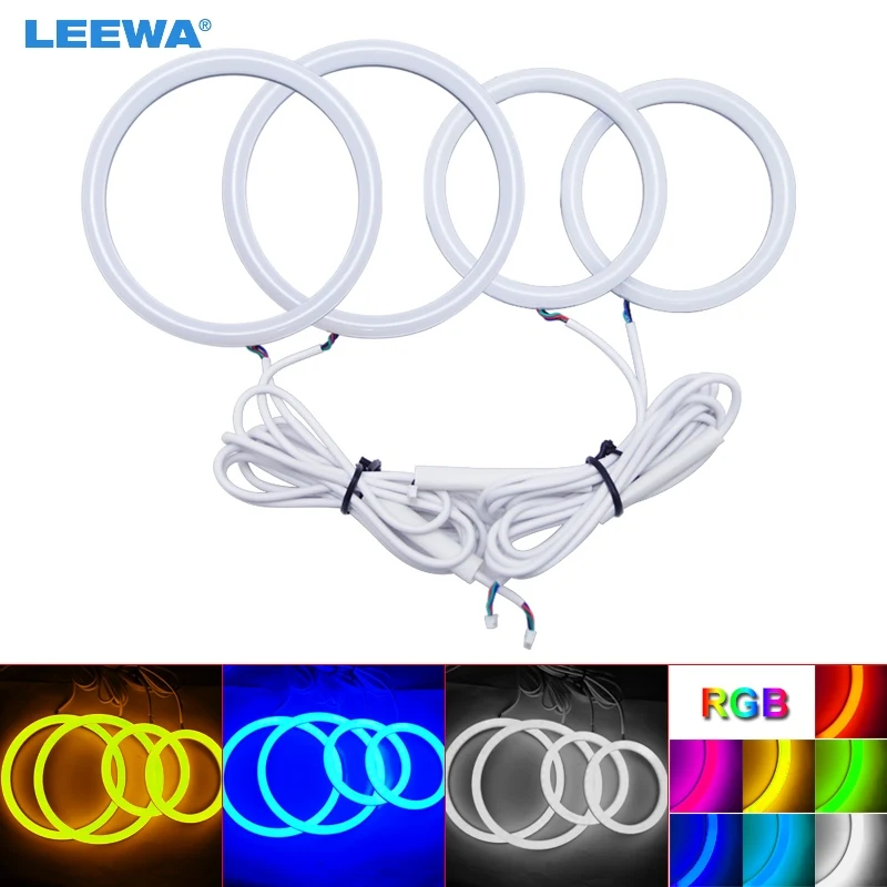 LEEWA 2X80mm 2X100mm Car Auto Halo Rings Cotton Lights SMD LED Angel Eyes for BYD F0/F1 Car Styling White/Blue/Yellow/RGB #1222