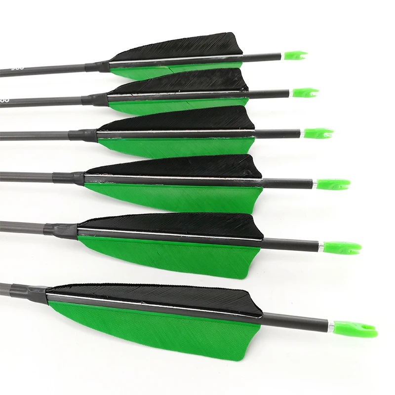 Archery Spine 500 600 700 800 900 1000 Carbon Arrows ID4.2mm Turkey Feather Recurve Bow Longbow Hunting 12PCS