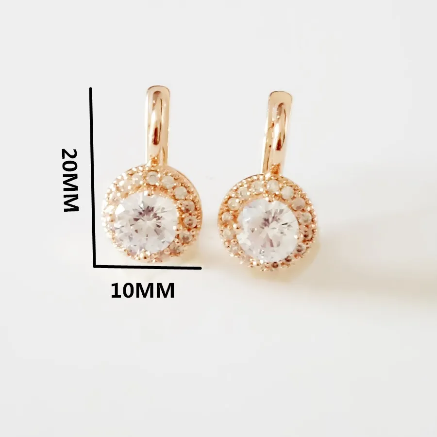 585 Rose Gold Color Earring Office Style Purple Blue Stone Round New Drop Earring Fashion Women Jewelry Gift