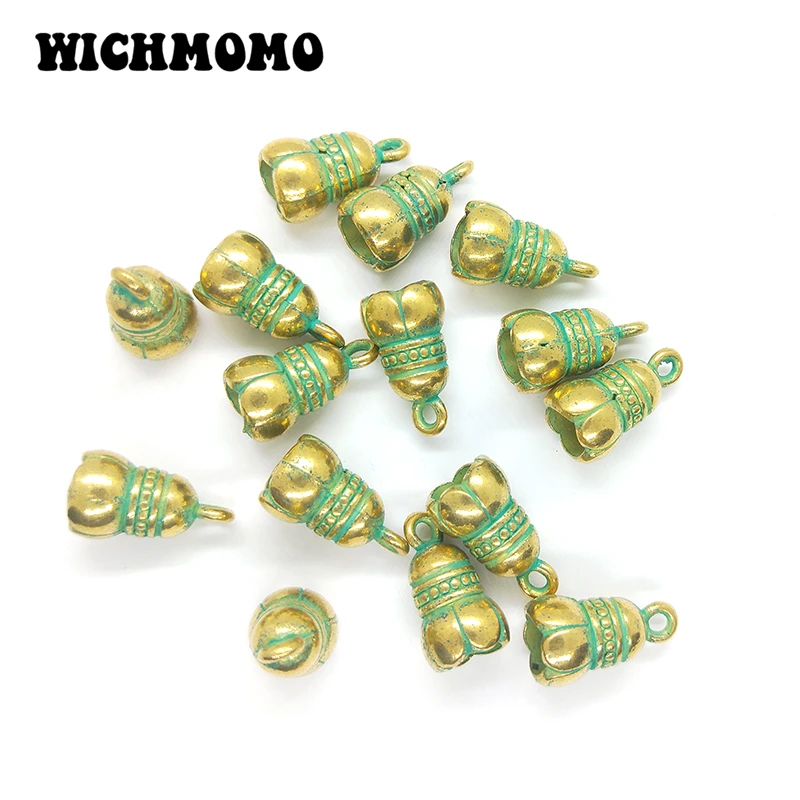 15pcs/bag 18MM Retro Patina Plated Zinc Alloy Green Bell Shape BeadsTassels End Cap Flowers Charms Pendants For DIY Accessories