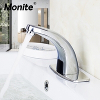 Monite Automatic Faucet Hand Touch Free Sensor Automatic Electronic Mixer Sensor Tap Deck Mounted Bathroom Sink Tap Faucets