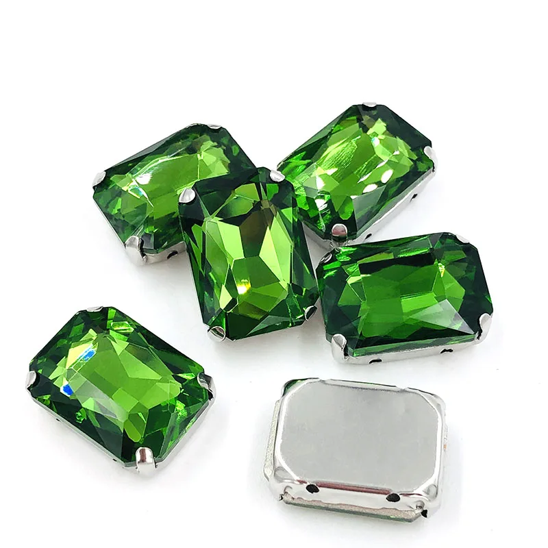 Grass green High quality crystal glass Silver claw loose rhinestones,flatback sew on rhinestone,DIY Apparel accessories