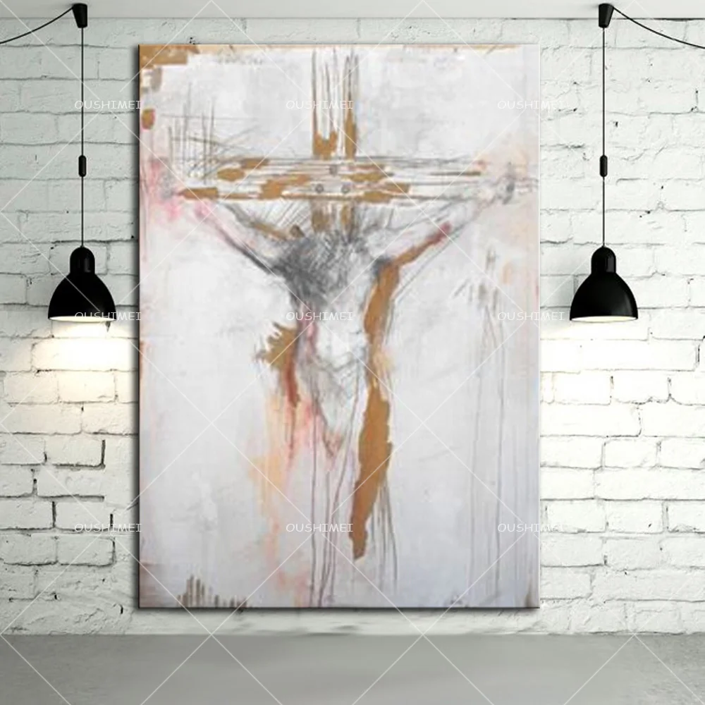 

Hand-painted Canvas Oil Painting Abstract Jesus Oil Paints For Wall Decoration Handmade God Christian Oil Craft New Year Gifts