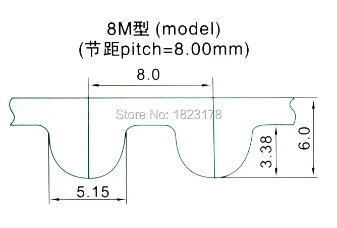 HTD 8M Rubber Timing Belt Length 888/896/904/912/920mm Width 20/25/30/40mm Circular Arc tooth 8M Synchronous Closed loop belt