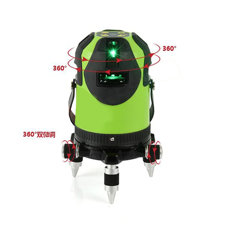 8 lines Lithium battery Green laser Level 360 Vertical And Horizontal Self-leveling Cross Line power Laser Level