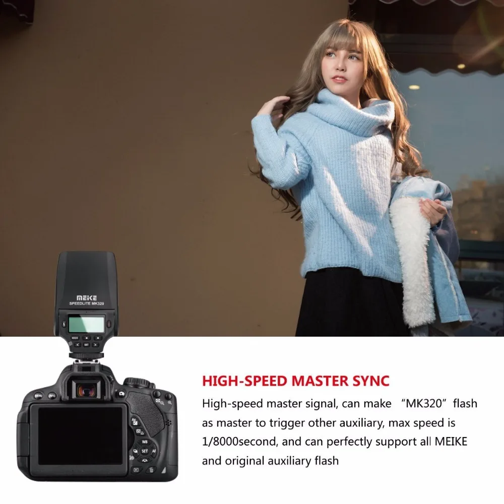 MEIKE MK320แฟลช Speedlite TTL สำหรับ Canon /Nikon/Sony/Fujifilm/Panasonic Lumix กล้อง