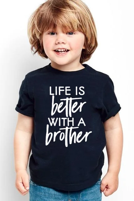 

Футболка с коротким рукавом для мальчиков, с надписью «Life Is Better with A Brother»