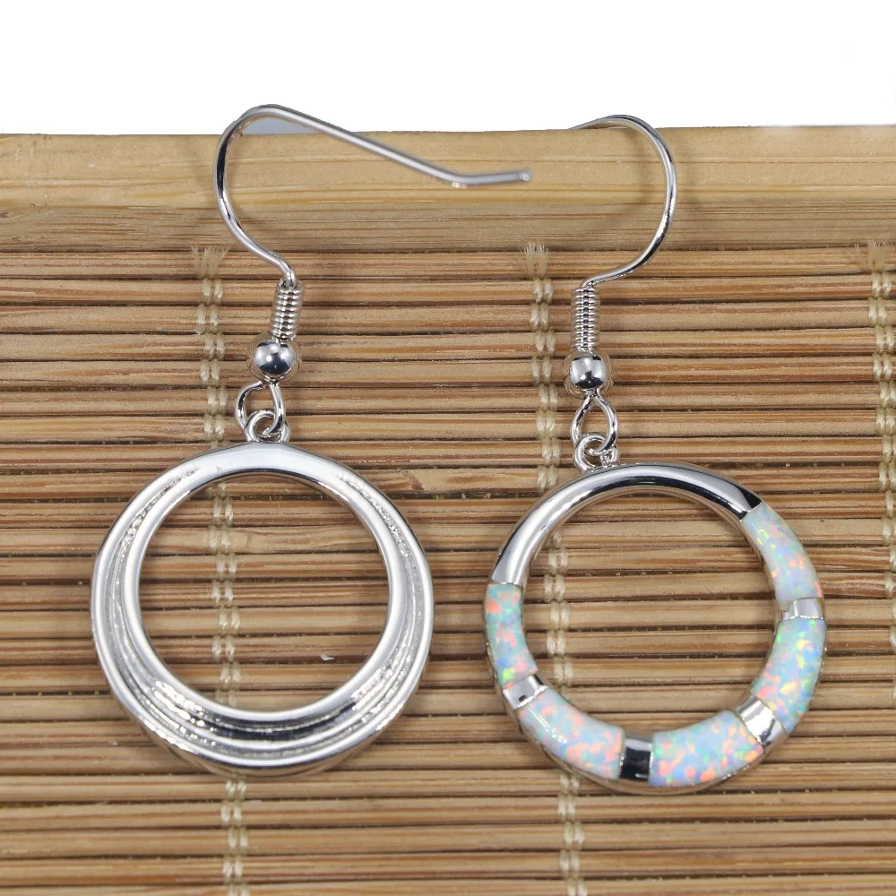 JLE1129 New White Opal Round  Earrings Women's Jewelry Gifts