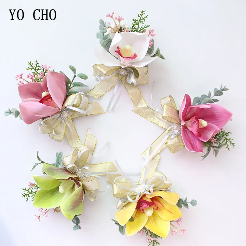 

YO CHO Mens Wedding Corsage and Boutonniere Bride Bridesmaid Wrist Corsages Groomsmen Boutonniere Prom Party Meeting Decorations