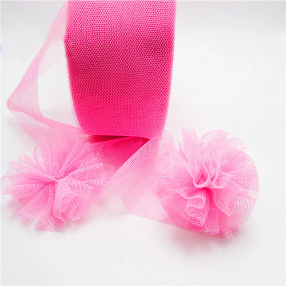 100Y/lot 80mm Solid Gauze Tulle Net Mesh Legging ribbon for DIY sewing material children's hair clip  accessories