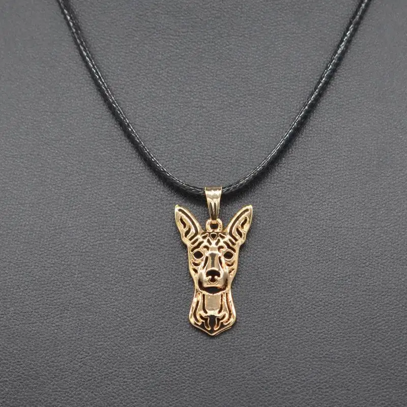 Collar en forma de perro Pinscher en miniatura de aleación para mujer con cadena de cuerda