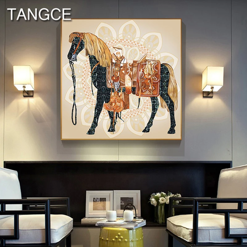 Pintura abstracta de caballo de Arabia Saudita, cuadros de pared populares de Oriente Medio, carteles Thangka, impresiones para sala de estar, arte moderno en lienzo