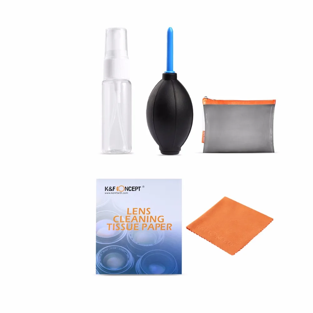 K&F CONCEPT Cleaning Kit includes Air Blower+Lens Cleaning Pen+Cleaning Tissue +Spray Bottle + Cleaning Cloths + Mesh Bag