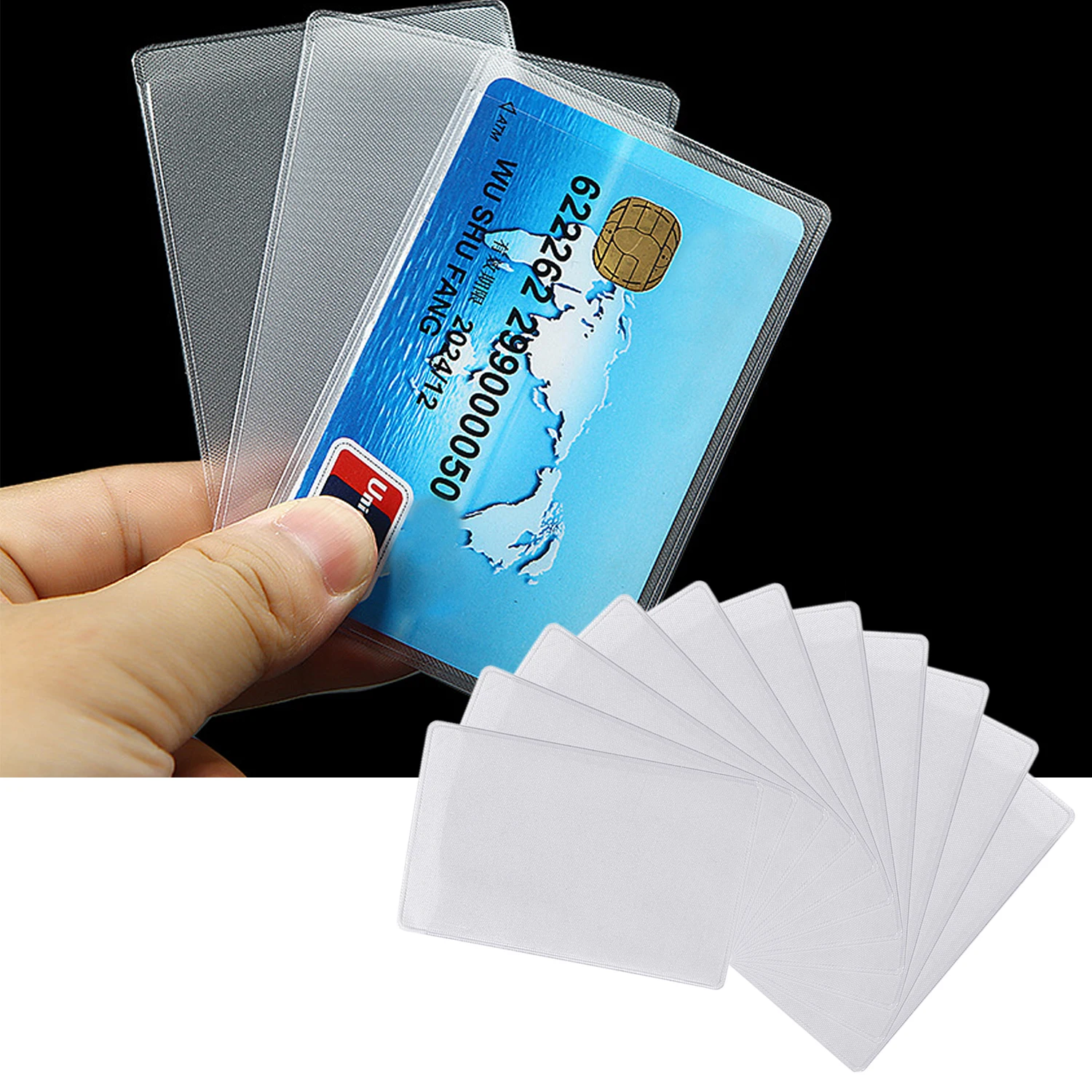 Porte-cartes d\'identité, Anti-vol, Anti-vol, en plastique Transparent mat, pour voyage d\'affaires, usage extérieur, 100 pièces