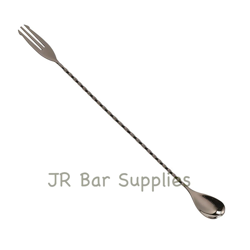 Stainless Steel Trident Bar Spoon Cocktail Mixing Spoon with Fork Mixer Bar Stirring Mixing 30cm/40cm/50cm