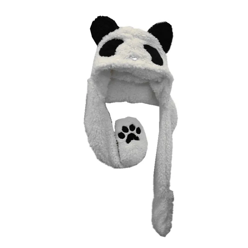 Panda Cartoon Dier Pluche Hoed kinderen Winter Warm Cap Gecombineerd Sjaal en Handschoen