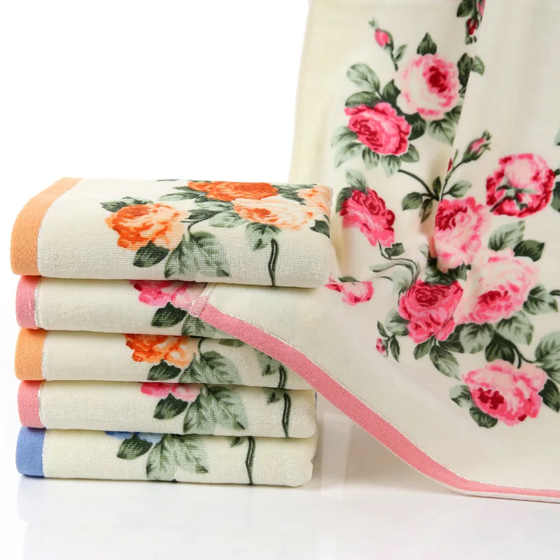 New Flower Printed Cotton Face Towel,Quality Pattern Bathroom Hand Towels,High Quality Beach Terry Towels,Petites Serviette Main