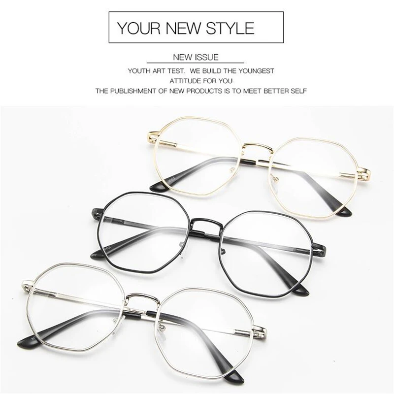 Polygonal Women Men Myopia Glasses With Degree Retro Metal Student Shortsighted Prescription Eyeglasses 0 -0.5 -0.75 To -4.0