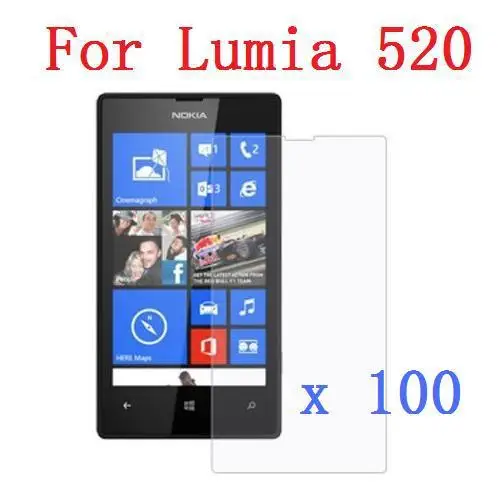 High Clear Screen Protector For Nokia Lumia 520  Clear Crystal  Cover Film +Cleaning Cloth X 100PCS/Lot