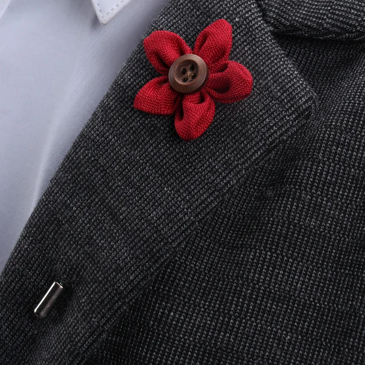 Free shipping , 20 pcs/lot , Men's five Petals Flower Lapel Pin with button