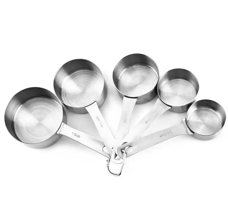 Stainless Steel Measuring Cup Set of 5 Seasoning Spoon Flour Cups Rolled-Edge Stocked Baking Pastry Measuring Tools Scale SN1166