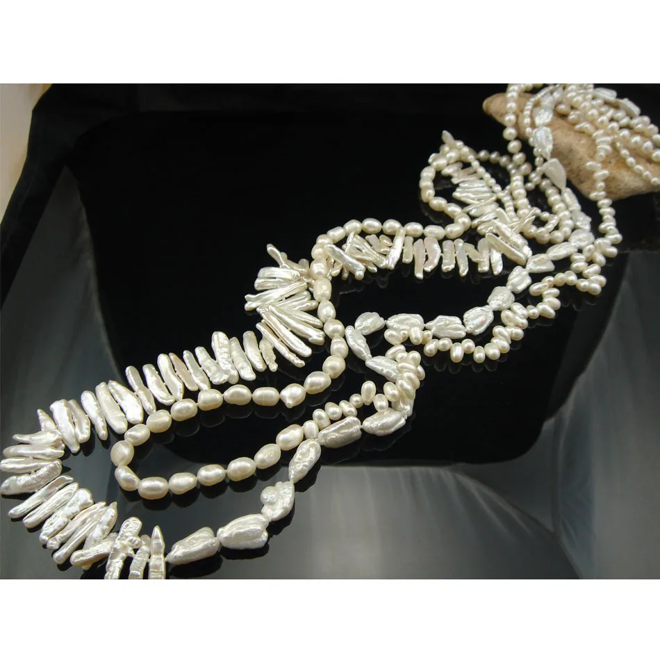 Chunky Pearl Necklace White Long Freshwater Pearl Necklace  Irregular   Biwa Designer Pearl Bead Necklace Many Methods Kpop