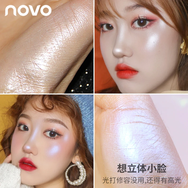 NOVO Highlight Makeup Shimmer Powder Illuminator Palette Base Six Colors for school for office for casual style