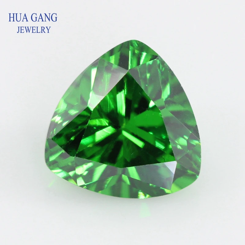 

5A Green Trillion Shape Cubic Zirconia Brilliant Cut Loose CZ Stone Synthetic Gems Beads For Jewelry 3x3-12x12mm