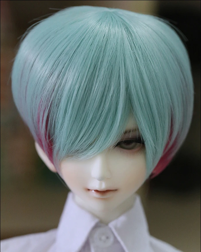 

D01-P180 children handmade toy 1/3 1/4 Doll Accessories BJD/SD doll wig High temperature wire Short hair light green color