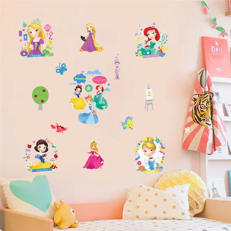 Cartoon Prince Flower DIY Stickers For Girls Bedroom Decor Switch Computer Girls Bedroom Decor Wall Stickers Decal Art Mural