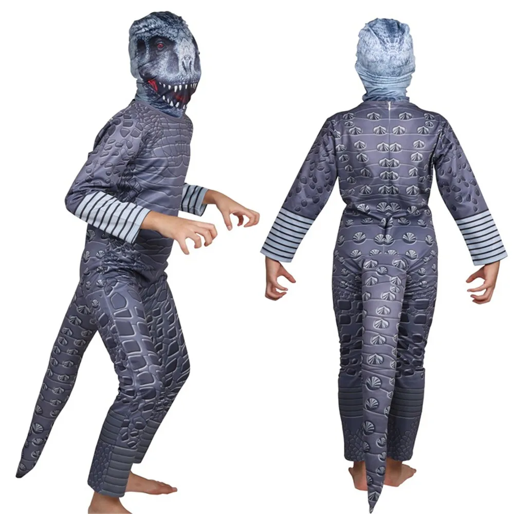 Boy's Jurassic World Cosplay Dinosaur Costumes Masquerade Tyrannosaurus rex Jumpsuit for Halloween &Carnival &Christmas